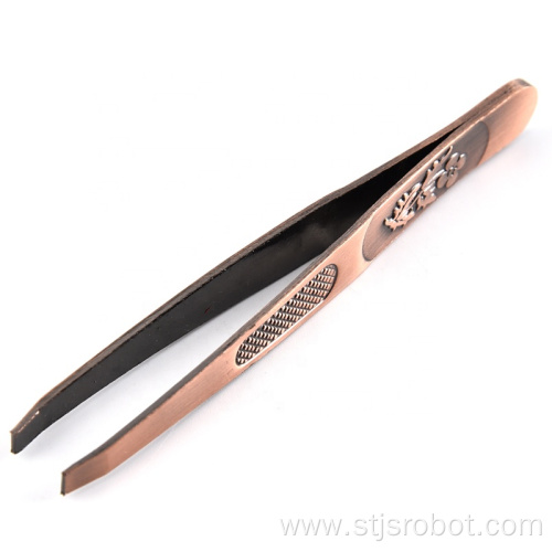 Manufacturers selling beauty tools stainless steel flat eyebrow tweezers decorative pattern beauty threading clip